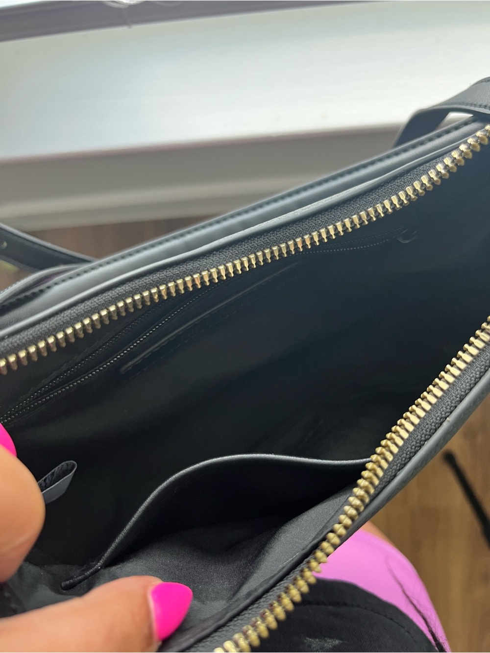 Nine West Black Pebbled Shoulder Bag with Gold Hardware - Picture 3 of 3